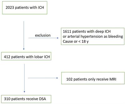 CT and DSA for evaluation of spontaneous intracerebral lobar bleedings
